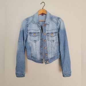 Tinseltown Denim Couture Light Wash Jean Cropped Jacket- XS